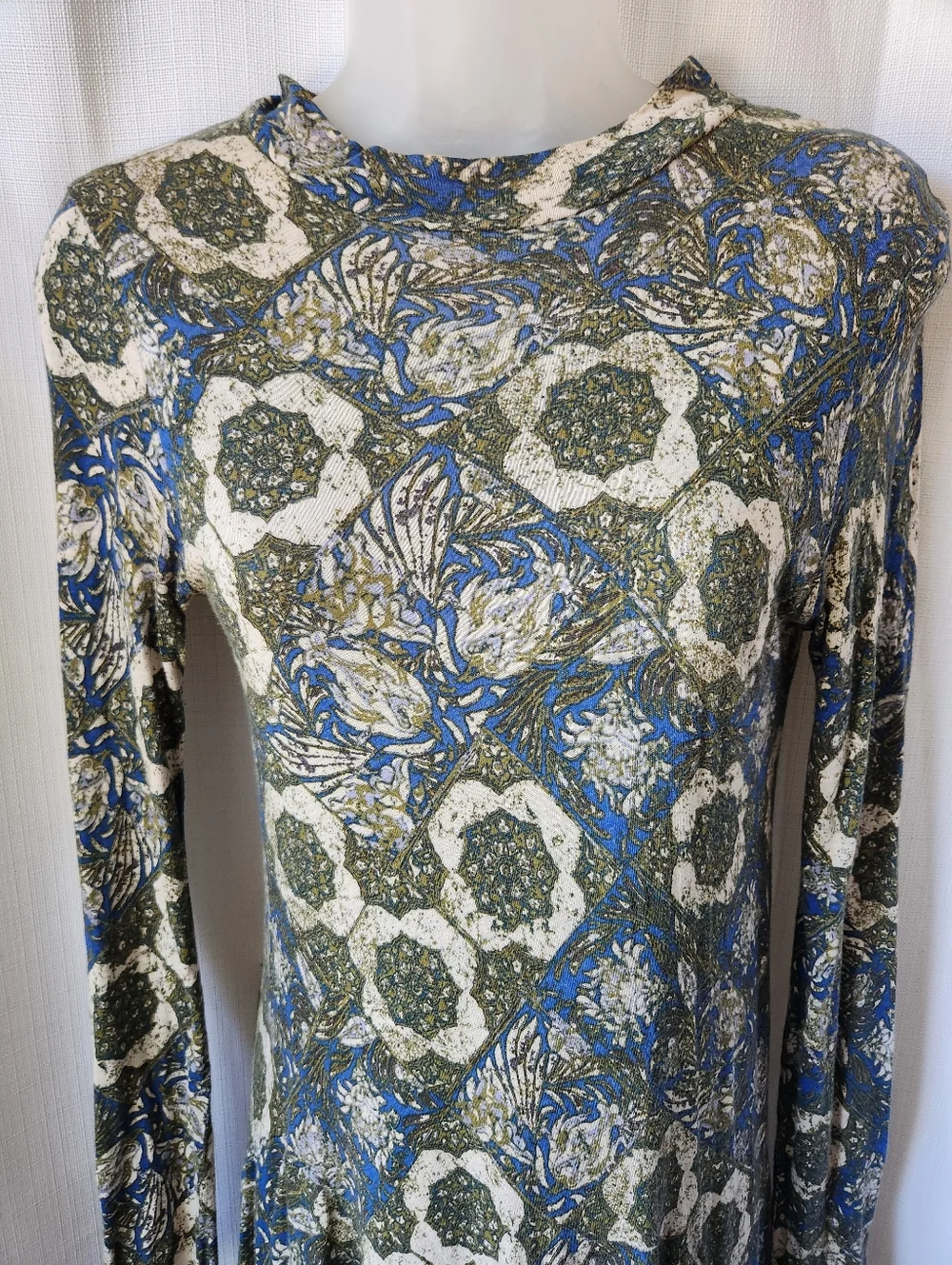 Free People Annabelle Printed Tunic Cut Out Open Back Skater Retro Dress Size S - Picture 3 of 8